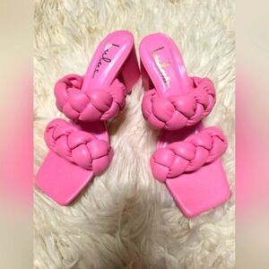 Lulu's Vibrant Pink Braided Heels